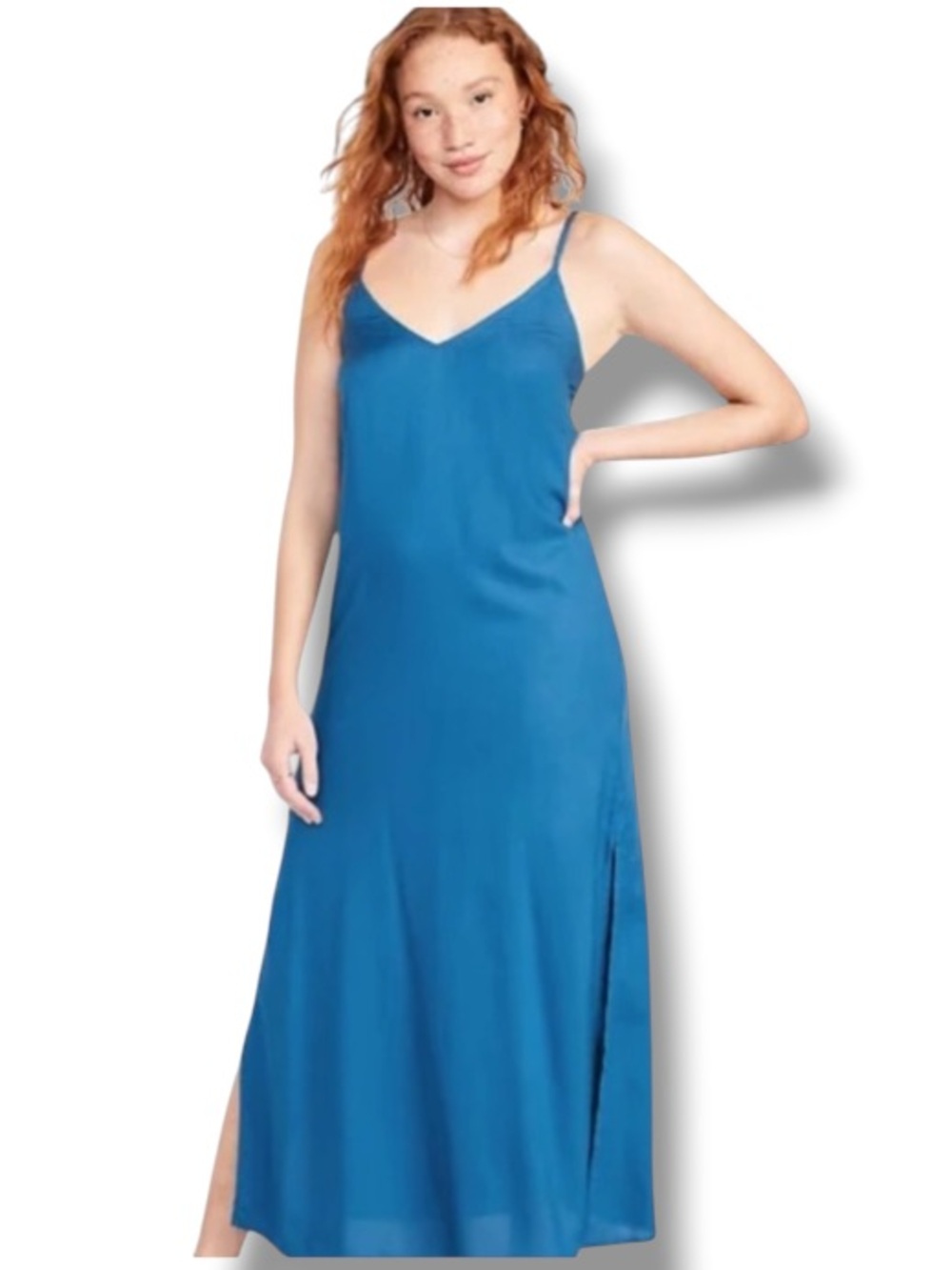 Old Navy Women’s Blue Tie-Back Maxi Slip Dress Summer Beach